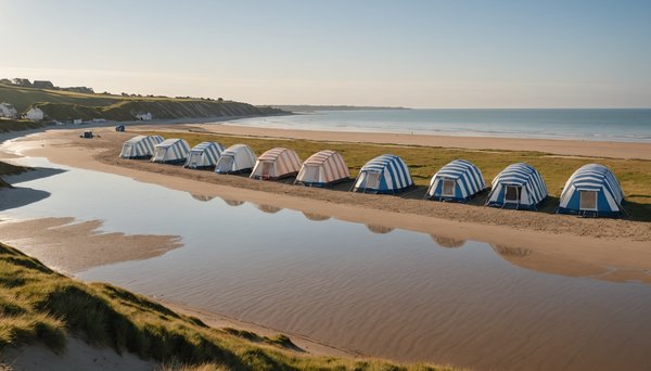 Camping au bord de la mer à houlgate en normandie : les pieds dans l'eau